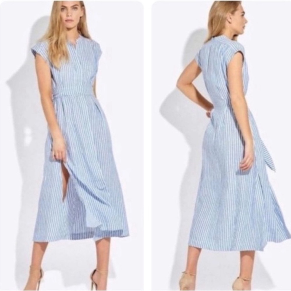 AYR The Sunset dress 100% Linen White and Blue Stripes Size XS - Picture 3 of 11